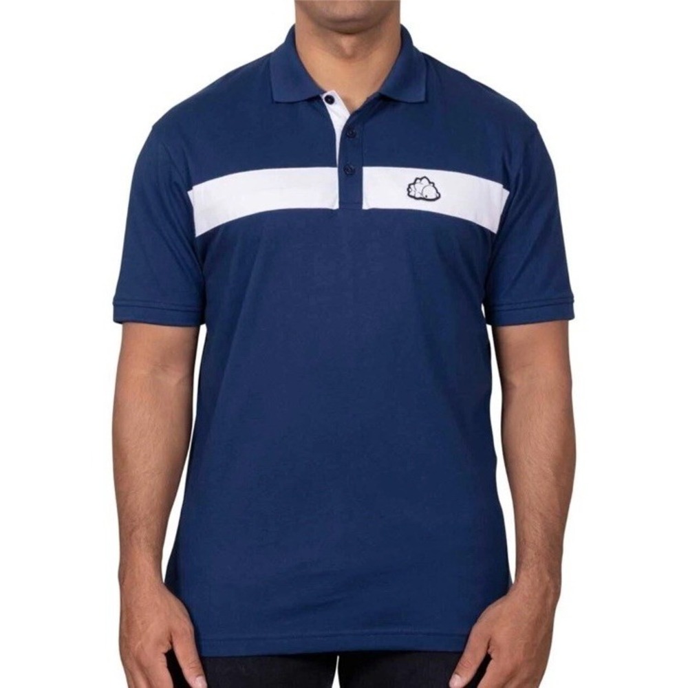 Pokemon Center Polo Shirt 2XL SNOM Blue White Stripe Shirtl